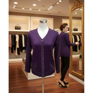 Cardigan Lavorato a <span class=keywords><strong>Maglia</strong></span> con Glitter per Donna di Mezza Età, Manica Lunga, con Tasche, per Primavera ed Estate - Product Image 6