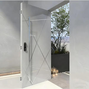 Porte d'entrée de villa simple et moderne, légère, de luxe, en acier inoxydable, automatique et sécurisée, avec design décalé - Product Image 6