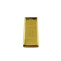 Ornements bancaires personnalisés en forme de lingot d'or, modèle métallique à thème ange, plaqué or, imprimé UV, imitation lingot d'or avec logo