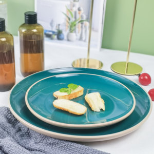 Juego de Platos y Tazones Redondos <span class=keywords><strong>Soho</strong></span> con Esmalte de Color Verde Oscuro, 18 Piezas, para 6 Personas, Vajilla de Cerámica - Product Image 4