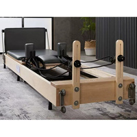 Máquina de Pilates Plegable de Madera de Roble Macizo para Gimnasio en Casa, Ahorro de Espacio, Entrenamiento de Yoga y Fitness con Resortes Ajustables