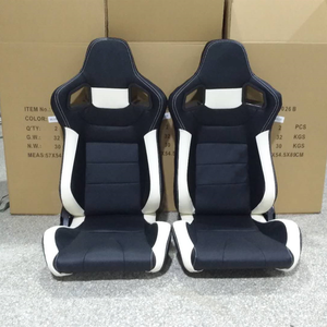 Asientos de <span class=keywords><strong>Carreras</strong></span> Personalizados para Auto, en Cuero PVC con Diseño de Parches en Blanco y Negro, Ajustables - Product Image 2