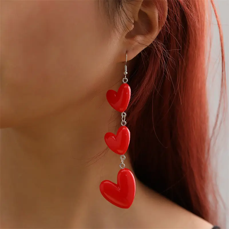 Women Minimalist Ear Ring Jewelry Cute Heart Shape Stud Earrings Tassel Earrings Jewelry For Women Girls