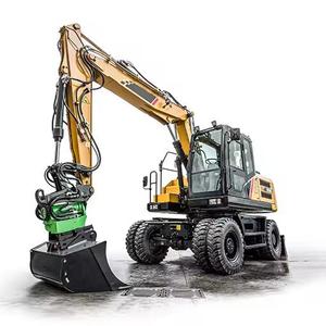 Excavatrice sur pneus EVANGEL SY155W (Tier4 F & StageV) avec moteur EPA pour la construction routière urbaine et commande pilote climatisée - Product Image 1