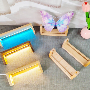 Affichage de photos en forme de U Base de lumière LED en bois Support de lampe <span class=keywords><strong>3D</strong></span> romantique Lampe en bois Cadre <span class=keywords><strong>photo</strong></span> en forme de U pour <span class=keywords><strong>photo</strong></span> en verre cristal - Product Image 3