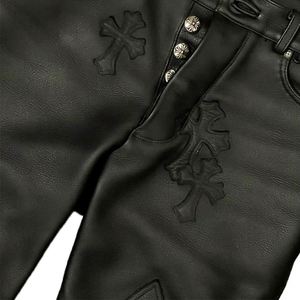 <span class=keywords><strong>Pantaloni</strong></span> in vera pelle di alta qualità Casual da <span class=keywords><strong>uomo</strong></span> di alta qualità in tinta unita decorazione con bottoni <span class=keywords><strong>pantaloni</strong></span> Streetwear per motociclisti - Product Image 5