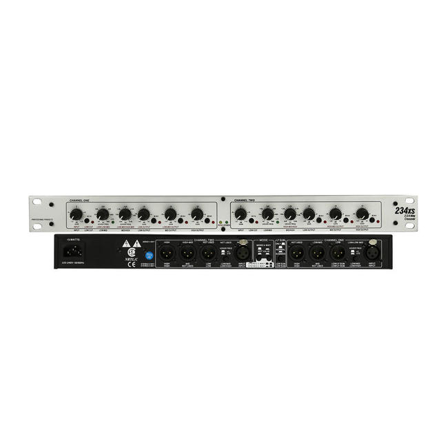 234xs Professional Electronic Audio Crossover 2/3 Way Stereo and Mono 4 Channel Frequency Divider for Subwoofer and PA System
