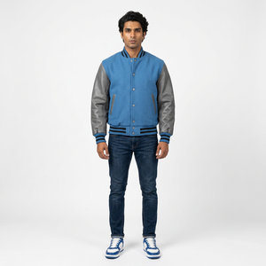 2026 Varsity College <b>Baseball</b> <b>Jacket</b> <b>for</b> <b>Men</b> Breathable 100% Cotton Winter <b>Jacket</b> with Stand Collar and Front Logo Position - Product Image 1