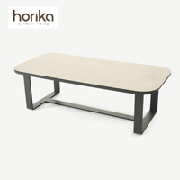 Ensemble de salle à manger en aluminium confortable et imperméable pour villa d'hôtel et de jardin, mobilier d'extérieur, table et chaises