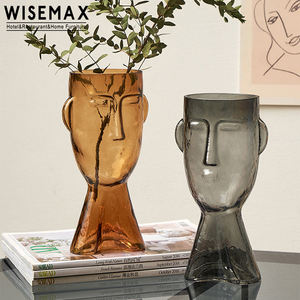 WISEMAX MEUBLES Offre Spéciale Italie meubles de salon décor à la maison vase en verre créatif brun sourire visage verre bourgeon pots de fleurs - Product Image 5