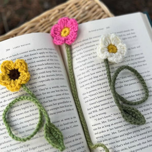 Handmade Crochet Bookmark With Yellow Flower And Blue Tassel Classic Style Fabric Reusable Book Marker Reading <b>Gifts</b> - Product Image 2