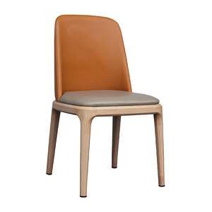 Silla de Comedor de Diseño Nórdico Moderno, Tapizada, de Madera Maciza <span class=keywords><strong>y</strong></span> Acero, para Cafetería o Pastelería - Product Image 1