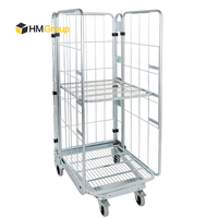 Chariot galvanisé plongé chaud à cage de petit pain de grillage pliable résistant résistant résistant mobile facile