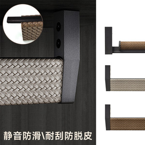 Porte-vêtements mural rétro en cuir tressé, en alliage d'aluminium, épaisseur 2,0 mm, organisateur de penderie - Product Image 2