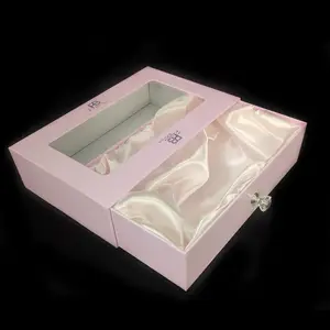 Groothandel Maatwerk Satijn Insert Geschenkdoos Drawer Verpakking Box Met Handvat Voor Pruik Haar Verpakking