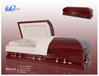 URD-A319 Cercueil en acajou massif de style américain, intérieur en velours, écologique, personnalisable, finition bois naturel, pour adulte