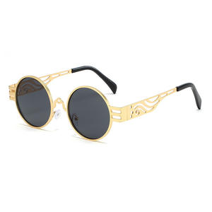 Lunettes <span class=keywords><strong>de</strong></span> soleil rondes steampunk à monture métallique, nouvelle mode, verres dégradés, légères - Product Image 3
