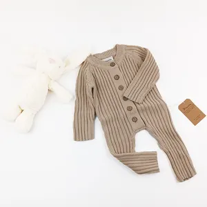 Pagliaccetto Paleo lavorato a maglia per neonato in cotone a coste maglioncino neonato vestiti tute invernali tutine per neonato