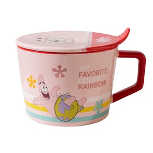 Bol à nouilles instantanées <span class=keywords><strong>en</strong></span> <span class=keywords><strong>céramique</strong></span> de dessin animé Bob l'éponge avec cuillère et couvercle, ensemble de vaisselle pour les foyers et les cadeaux d'anniversaire - Product Image 5