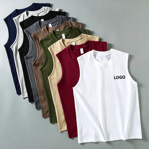 Heavyweight Cotton Men <b>Tank</b> <b>Top</b> Plain Sleeveless T-Shirt 8026 High Quality Wholesale Blank <b>Loose</b> Fit Muscle Tee Shirts - Product Image 1