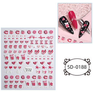 <span class=keywords><strong>2023</strong></span> <span class=keywords><strong>saint</strong></span> <span class=keywords><strong>valentin</strong></span> pour Amazon 5D en relief Nail Art autocollants Internet rouge amour ours 3D conception enfants bijoux en gros - Product Image 6