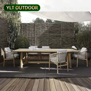 Chaise d'extérieur personnalisée chaise et <span class=keywords><strong>table</strong></span> en teck tissé en corde fabricant de meubles de jardin pastorale - Product Image 1