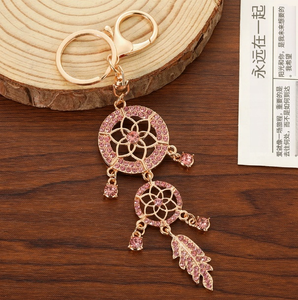 Llavero <span class=keywords><strong>Atrapasueños</strong></span> Boho de Nicho Más Vendido con Hoja de Cristal y Diamantes de Imitación, Broche Dorado para Bolso, para Damas, Llave de Coche, Regalo Festivo - Product Image 5