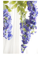Guirlande longue suspendue à trois branches, fleurs artificielles dorées Wisteria Bean, pour décors muraux, arrangements floraux de mariage et décoration intérieure
