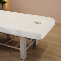 Table de Massage professionnelle blanche drap-housse couvre-lit réutilisable avec trou de tête bordure élastique Spa Salon clinique facile à nettoyer