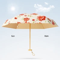 Mini parapluie de poche de luxe pour femmes, élégant, 6 plis, protection UV, soleil et pluie, léger, portable, parapluie pliable