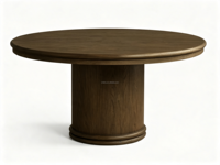FERLY Mid-Century Modern Runder Holz-Esstisch 4-Sitzer mit Säulenfuß Minimalistisches Wohnmöbel