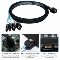 Kabel Data Internal SFF-8643 ke 4 SATA Mini SAS HD 36Pin ke 7Pin SAS 3.0 6Gbps Server RAID HBA ke 4x HDD SSD