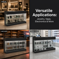 Comptoir de présentation en verre pour magasin, vitrine noire avec étagères en verre trempé pour boutique