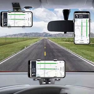 Support de téléphone portable universel pour voiture en plastique noir, support de rétroviseur, navigation, design moderne et simple, installation facile - Product Image 3