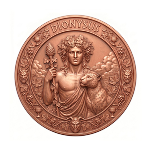 Moneda Conmemorativa <span class=keywords><strong>de</strong></span> 1 oz <span class=keywords><strong>de</strong></span> Cobre Fino .999, <span class=keywords><strong>Dios</strong></span> Dionisio, Desafío del Vino, Símbolo <span class=keywords><strong>de</strong></span> Protección <span class=keywords><strong>de</strong></span> Medusa, Mitología Griega, Amor, Estampado UV, Festividad - Product Image 1