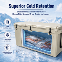 Glacières robustes en LLDPE rotomoulé 240QT, design moderne en cuir, pour la pêche sur glace, le camping et le barbecue, avec ouverture pour bouteille et décapsuleur
