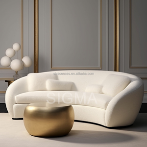 Sigma Chất lượng cao đám mây đi văng sofa bộ đồ nội thất vải trắng thoải mái U hình dạng phòng khách sofa - Product Image 1
