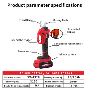 SENGXIN SK5 <b>Tool</b>-free Blade Replacement Li-ion Battery Powered Cordless Pruning Shears Steel Blades 30mm Cutting - Product Image 2