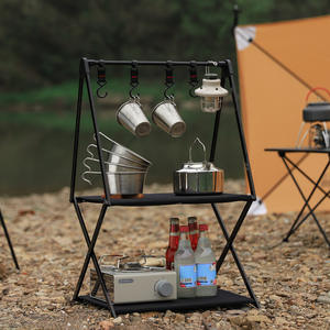 ชั้นวางของอลูมิเนียมพับได้สำหรับตั้งแคมป์กลางแจ้ง พร้อมตะขอแขวนเพื่อการจัดเก็บที่เป็นระเบียบและพกพาสะดวก - Product Image 4
