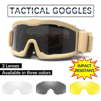 Lunettes de Paintball Airsoft Tactiques à 3 Lentilles, Coupe-Vent Anti-Brouillard CS Wargame, Protection de Tir, Convient pour Casque