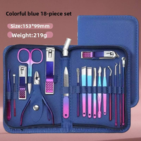 Ensemble de manucure et pédicure Longhui pour hommes/femmes, 18 pièces, coupe-ongles en acier inoxydable, kit de ciseaux pour pédicure, pour la maison, kit de soins des ongles 18 en 1