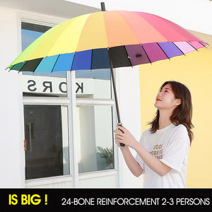 Paraguas de Golf de Varilla Recta de 24 Varillas Resistente al Viento y la Lluvia para Adultos al por Mayor con Mango de Cuero Cómodo - Product Image 2