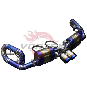 Sistema de escape Vortex Titanium Valvetronic compatible con Porsche 911 Carrera 991 GT3 4.0, silenciador de carreras con puntas azules quemadas en forma de pie. - Product Image 5