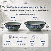 Bol à soupe en céramique antiadhésif Zhenwu SP01, grande capacité, compatible micro-ondes, style rétro, personnalisable en usine