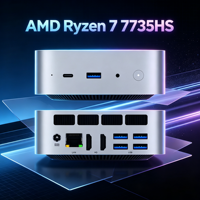 Mini PC de jeu SOAYAN MQR7 AMD Ryzen 7 7735HS 8 cœurs Radeon 680M 24 Go LPDDR5 1 To NVMe SSD WiFi6 4K Win11 Pro Ordinateur de bureau pour joueurs