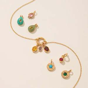 Collar con colgante de 12 piedras de nacimiento de acero inoxidable, cadena suelta básica DIY, con circonita, protección de color oro de 18K, fabricado al vacío en horno - Product Image 2