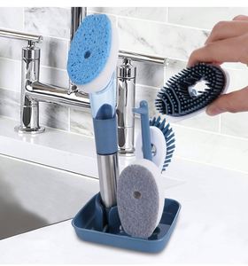 แปรงล้างจานอัจฉริยะ Smart Kitchen Cleaner 3 หัวเปลี่ยนได้ พร้อมที่จ่ายสบู่ ฟองน้ำ ขนแปรง PP TPR พร้อมด้ามจับ - Product Image 4