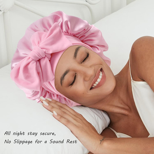 Custom Logo Best Selling High Quality Silk <strong>Bonnet</strong> With Long Elastic Tie Large Size Hair Care Sleeping Cap Home Use Satin <strong>Bonnet</strong> - Product Image 3