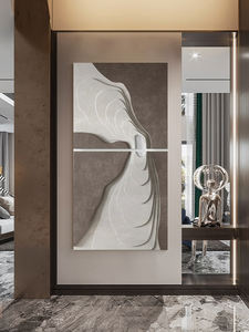 ภาพวาดติดผนังรูปทิวทัศน์อันทันสมัยแบบวาดด้วยมือแผ่นไม้สำหรับห้องนั่งเล่นงานตามสั่ง - Product Image 4