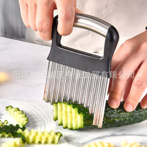 Stainless Steel Wavy Potato Knife Thickened Deep Grooved Heavy Duty Multi Functional <b>Vegetable</b> <b>Cutter</b> For French Fries Onion - Product Image 4
